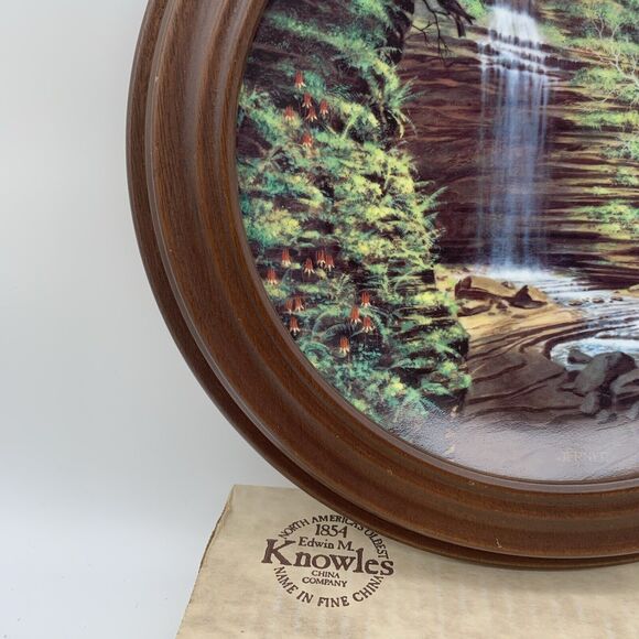 The Hidden Waterfall Plate Bart Jerner Less Travelled Road Collection with Frame - Picture 9 of 10